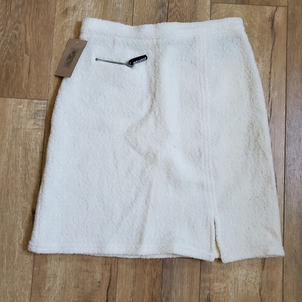 NWT Armani Jeans ITALY MADE Boiled Wool Skirt Pocket Side slit Size M 44 US 10